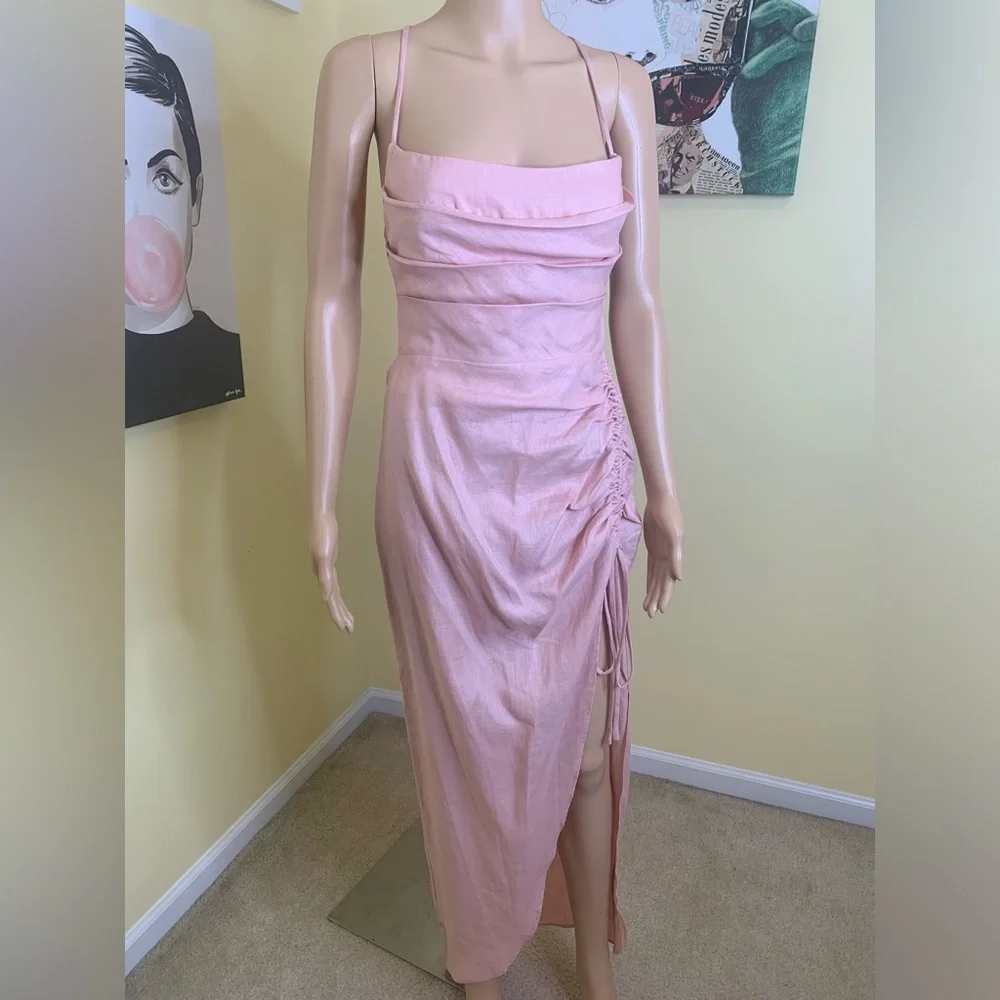 💫HP‼️💫 NWT Revolve RUMER THE LABEL “Loulou” Linen Maxi Dress in Prima, Sz Medium - Picture 10 of 11